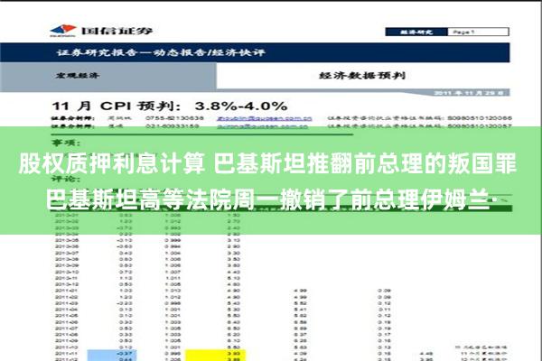 股权质押利息计算 巴基斯坦推翻前总理的叛国罪 巴基斯坦高等法院周一撤销了前总理伊姆兰·