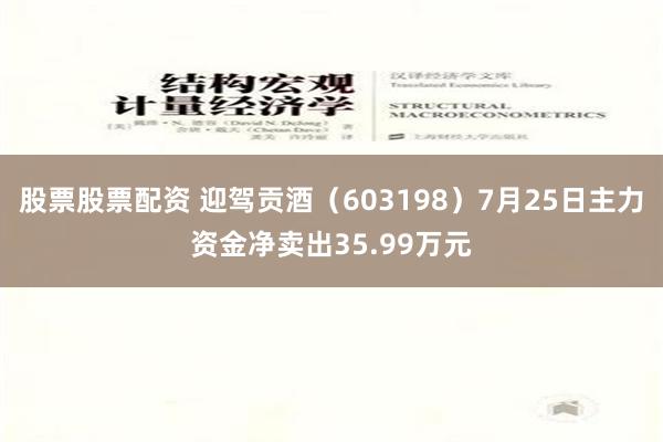 股票股票配资 迎驾贡酒（603198）7月25日主力资金净卖出35.99万元